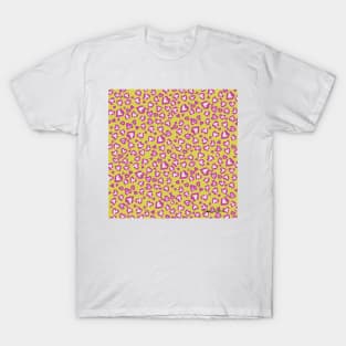 Valentine Leopard Pattern in Plum on Yellow T-Shirt